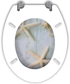 vidaXL Toilet Seats with Hard Close Lids MDF Starfish