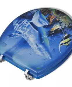 vidaXL Toilet Seats with Hard Close Lids MDF Dolphins