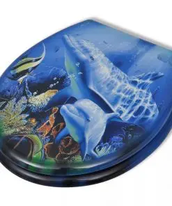 vidaXL Toilet Seats with Hard Close Lids MDF Dolphins