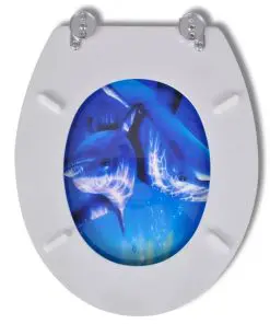 vidaXL Toilet Seats with Hard Close Lids MDF Dolphins
