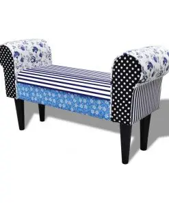 Patchwork Bench Country Living Style Blue & White