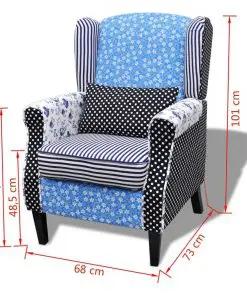 vidaXL Armchair with Patchwork Design Fabric