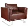 vidaXL Cube Armchair with Chrome Feet Brown Faux Leather