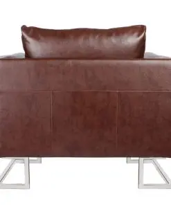 vidaXL Cube Armchair with Chrome Feet Brown Faux Leather