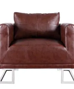 vidaXL Cube Armchair with Chrome Feet Brown Faux Leather