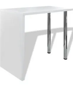 vidaXL Bar Table MDF with 2 Steel Legs High Gloss White