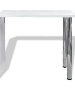 vidaXL Bar Table MDF with 2 Steel Legs High Gloss White