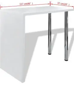 vidaXL Bar Table MDF with 2 Steel Legs High Gloss White