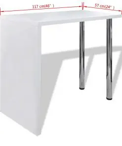 vidaXL Bar Table MDF with 2 Steel Legs High Gloss White
