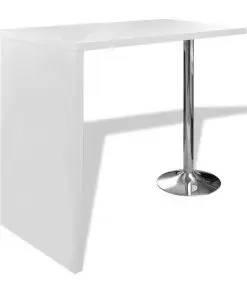 vidaXL Bar Table MDF with 1 Steel Leg High Gloss White