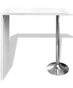 vidaXL Bar Table MDF with 1 Steel Leg High Gloss White