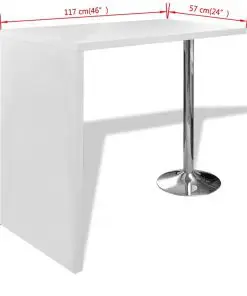 vidaXL Bar Table MDF with 1 Steel Leg High Gloss White