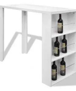 vidaXL Bar Table MDF with Wine Rack High Gloss White