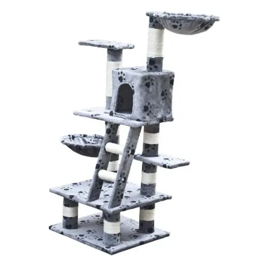 Car Play Tree 122 cm Grey with Paw Prints