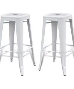 vidaXL Bar Stools 2 pcs White Steel