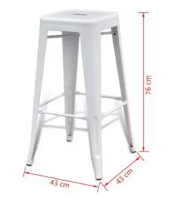 vidaXL Bar Stools 2 pcs White Steel