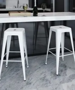 vidaXL Bar Stools 2 pcs White Steel