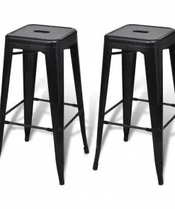 vidaXL Bar Stools 2 pcs Black Steel
