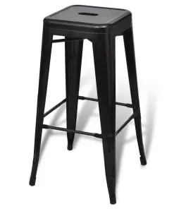 vidaXL Bar Stools 2 pcs Black Steel