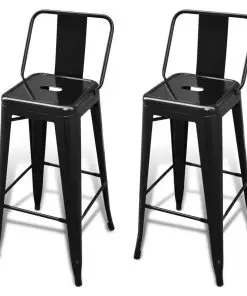 vidaXL Bar Stools 2 pcs Black Steel