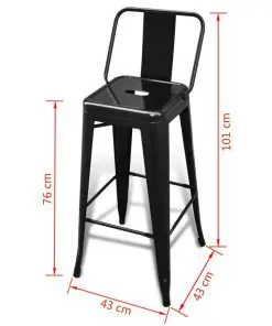 vidaXL Bar Stools 2 pcs Black Steel