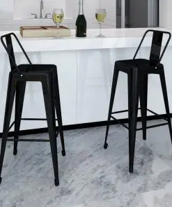 vidaXL Bar Stools 2 pcs Black Steel