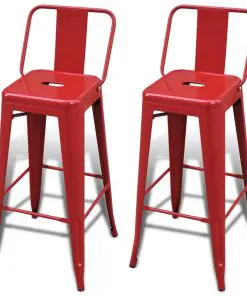 vidaXL Bar Stools 2 pcs Red Steel