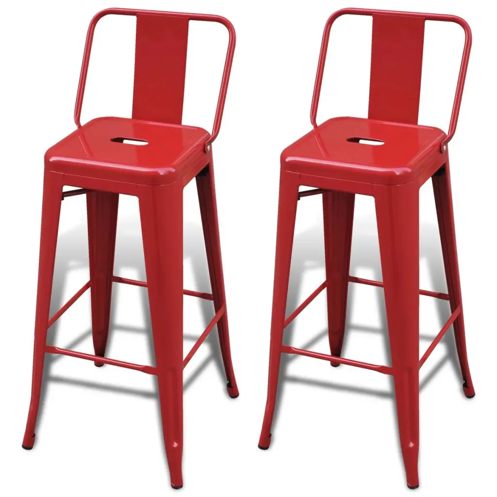 vidaXL Bar Stools 2 pcs Red Steel