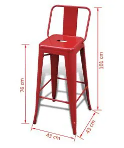 vidaXL Bar Stools 2 pcs Red Steel