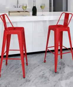 vidaXL Bar Stools 2 pcs Red Steel