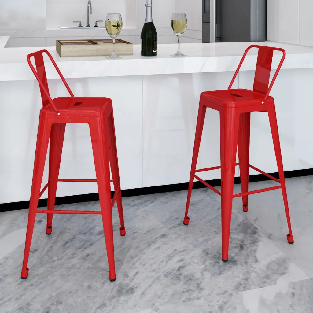 vidaXL Bar Stools 2 pcs Red Steel