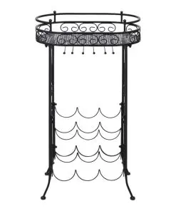 vidaXL Wine Rack with Glass Holder for 9 Bottles Metal