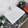 vidaXL Luxury Ceramic Basin Rectangular Sink White with Faucet Hole
