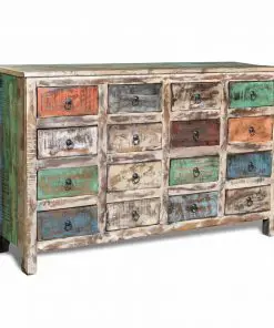 vidaXL Reclaimed Cabinet Solid Wood Multicolour with 16 Drawers