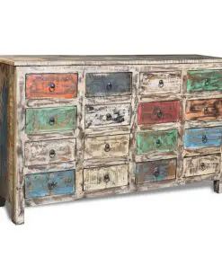 vidaXL Reclaimed Cabinet Solid Wood Multicolour with 16 Drawers