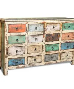 vidaXL Reclaimed Cabinet Solid Wood Multicolour with 16 Drawers