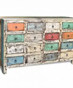 vidaXL Reclaimed Cabinet Solid Wood Multicolour with 16 Drawers