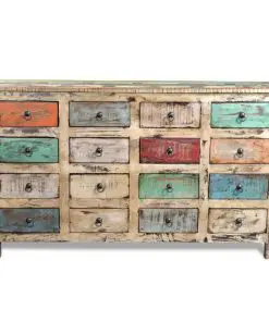 vidaXL Reclaimed Cabinet Solid Wood Multicolour with 16 Drawers