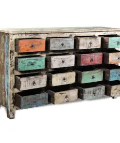 vidaXL Reclaimed Cabinet Solid Wood Multicolour with 16 Drawers