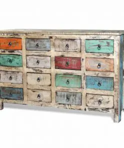 vidaXL Reclaimed Cabinet Solid Wood Multicolour with 16 Drawers