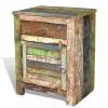 vidaXL End Table with 1 Drawer 1 Door Reclaimed Wood vidaXL End Table with 1 Drawer 1 Door Reclaimed Wood
