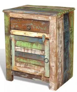 vidaXL End Table with 1 Drawer 1 Door Reclaimed Wood