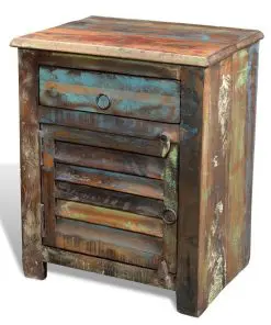 vidaXL End Table with 1 Drawer 1 Door Reclaimed Wood