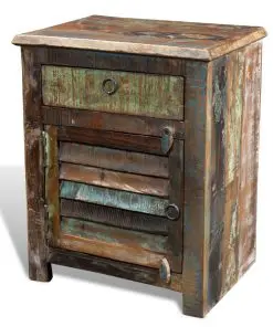 vidaXL End Table with 1 Drawer 1 Door Reclaimed Wood