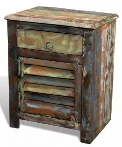 vidaXL End Table with 1 Drawer 1 Door Reclaimed Wood