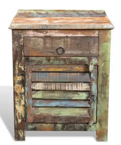 vidaXL End Table with 1 Drawer 1 Door Reclaimed Wood