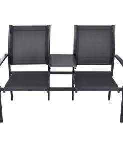 vidaXL 2 Seater Garden Bench 131 cm Steel and Textilene Black