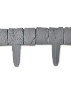 vidaXL Plastic Garden / Lawn Fence Stone Look 41 pcs 10 m