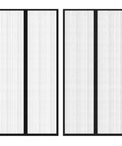 vidaXL Insect Door Curtain 210 x 100 cm 2 pcs Magnet Black