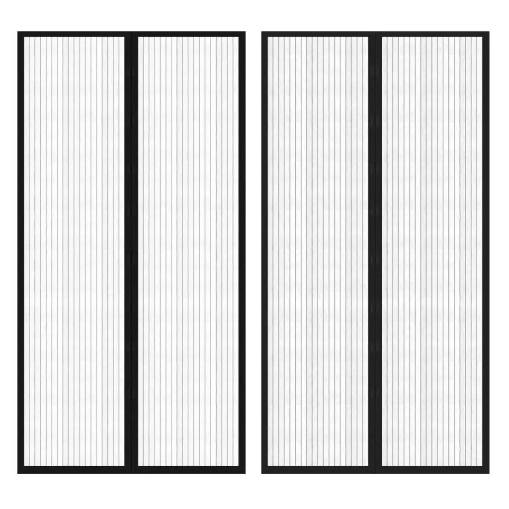 vidaXL Insect Door Curtain 210 x 100 cm 2 pcs Magnet Black